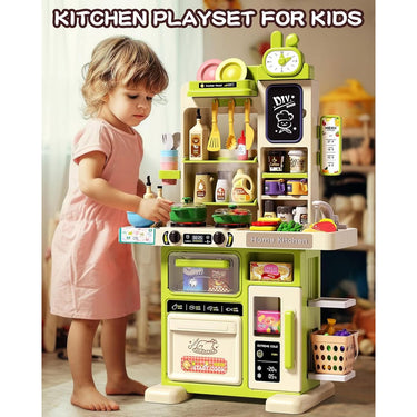 63Pcs Pretend Play Steam Kitchen Set With Light & Sound